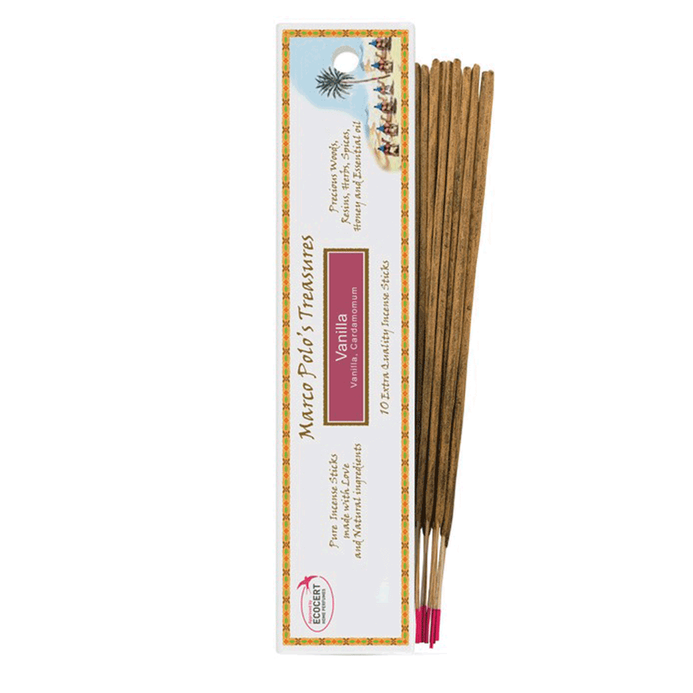 FIORE D'ORIENTE - MARCO POLO - VANÍLIA füstölőpálcika 10 db/csomag - Florasense 100% természetes, minősített füstölőpálcika - érzékiség, életöröm, harmónia